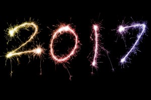 Colorful 2017 New Year date in sparklers